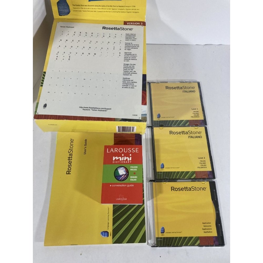 Rosetta Stone Italiano Level 1&2 With Italian To English Dictionary